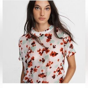 rag & bone Red and Black Floral Blouse